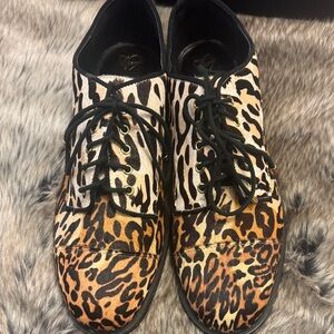 June Ambrose leopard calf hair oxfords women’s size 12 new in box
